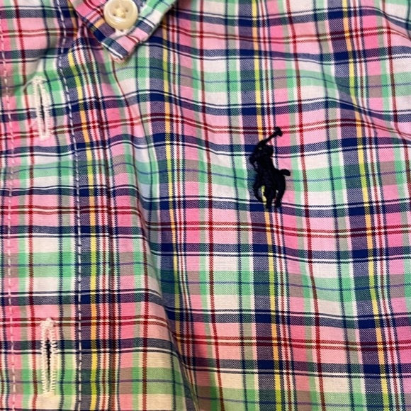 EUC Ralph Lauren Short Sleeve Button Down Plaid Shirt 12 months - Picture 5 of 6